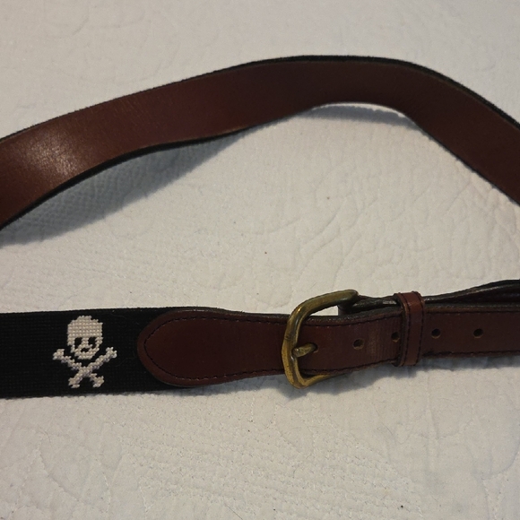 Classic Brown Leather Belt with Brass Hardware